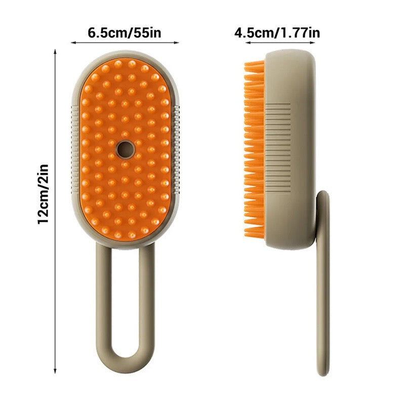 Two grooming brushes with dimensions indicated on a white background