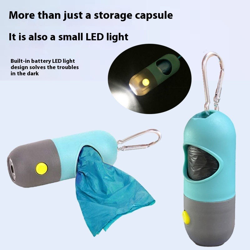 Storage capsule with built-in LED light on a white background